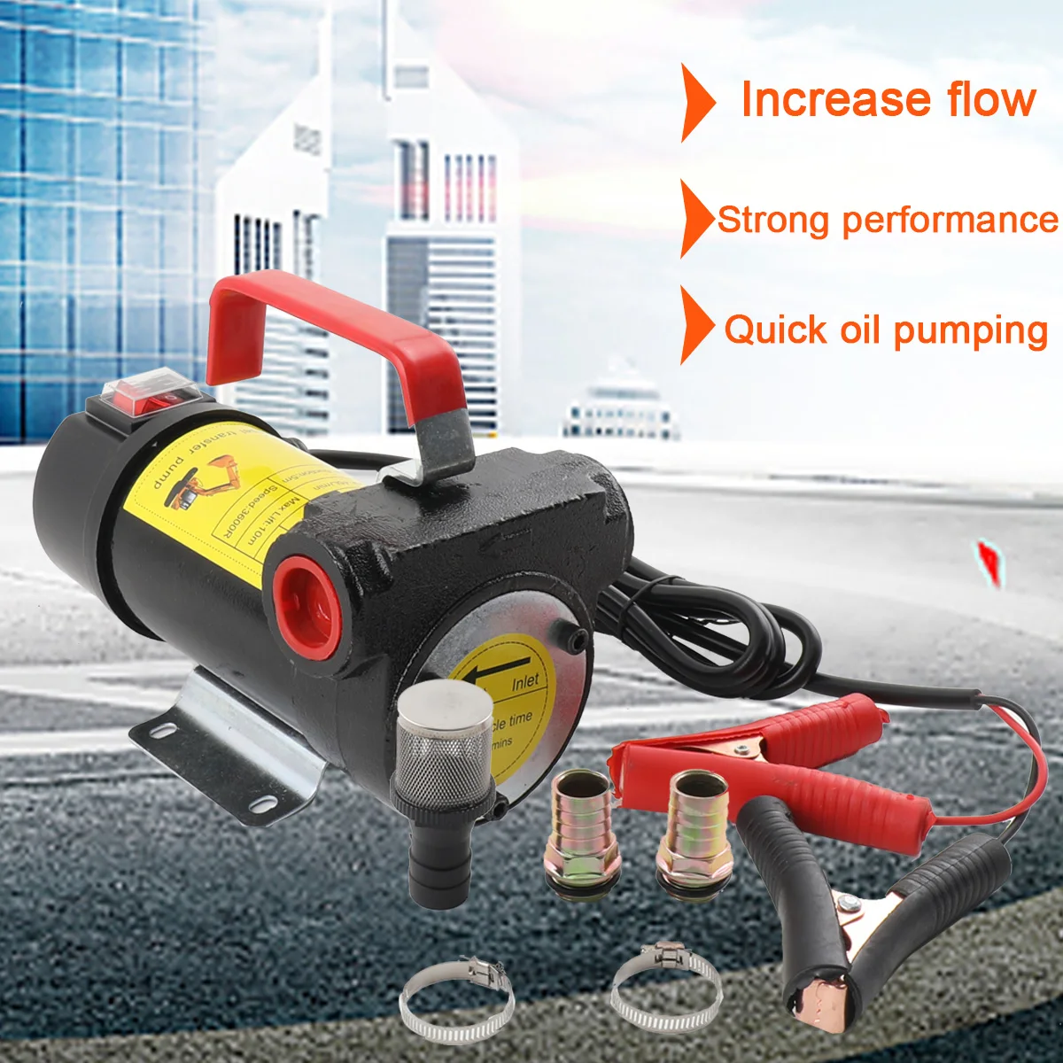 مضخة نقل الوقود الكهربائية المحمولة للسيارة ، 175 واط ، الديزل ، ضخ النفط ، الديزل ، الكيروسين ، الديزل الحيوي ، تيار مستمر 12 فولت
