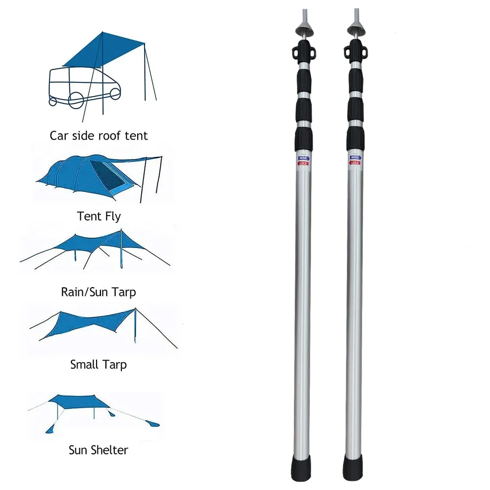 for  Thicken Aluminum Alloy Tent Pole Adjustable Tent Support Rods Beach Shelter Tarp Awning Pole Poles for Camping Hiking Tent