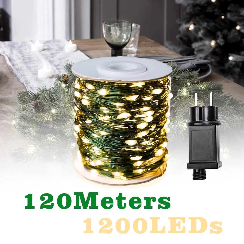 100M Green Wire Outdoor LED string lights led Waterproof Fairy Garland For Wedding Party Decoration Christmas Tree