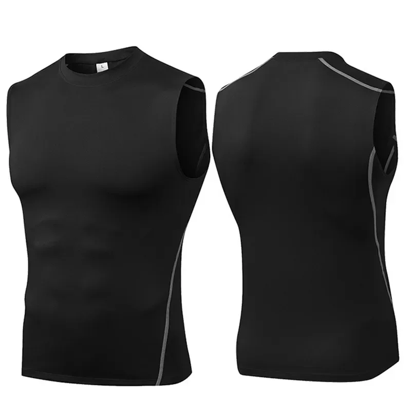 Homens Compressão Esporte Skinny Vest Tanque apertado Camada Base Sem Mangas T-Shirt Top Singlet Camisola Atletismo Sportwear Activewear