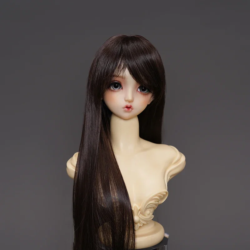 วิกผมตุ๊กตา BJD 1/3 1/4 1/6สำหรับตุ๊กตา BJD 60/45/30cm ของเล่นแต่งตัวผมยาวตรงหน้าม้าเพลย์เฮาส์เครื่องประดับตุ๊กตาไม่มีตุ๊กตา