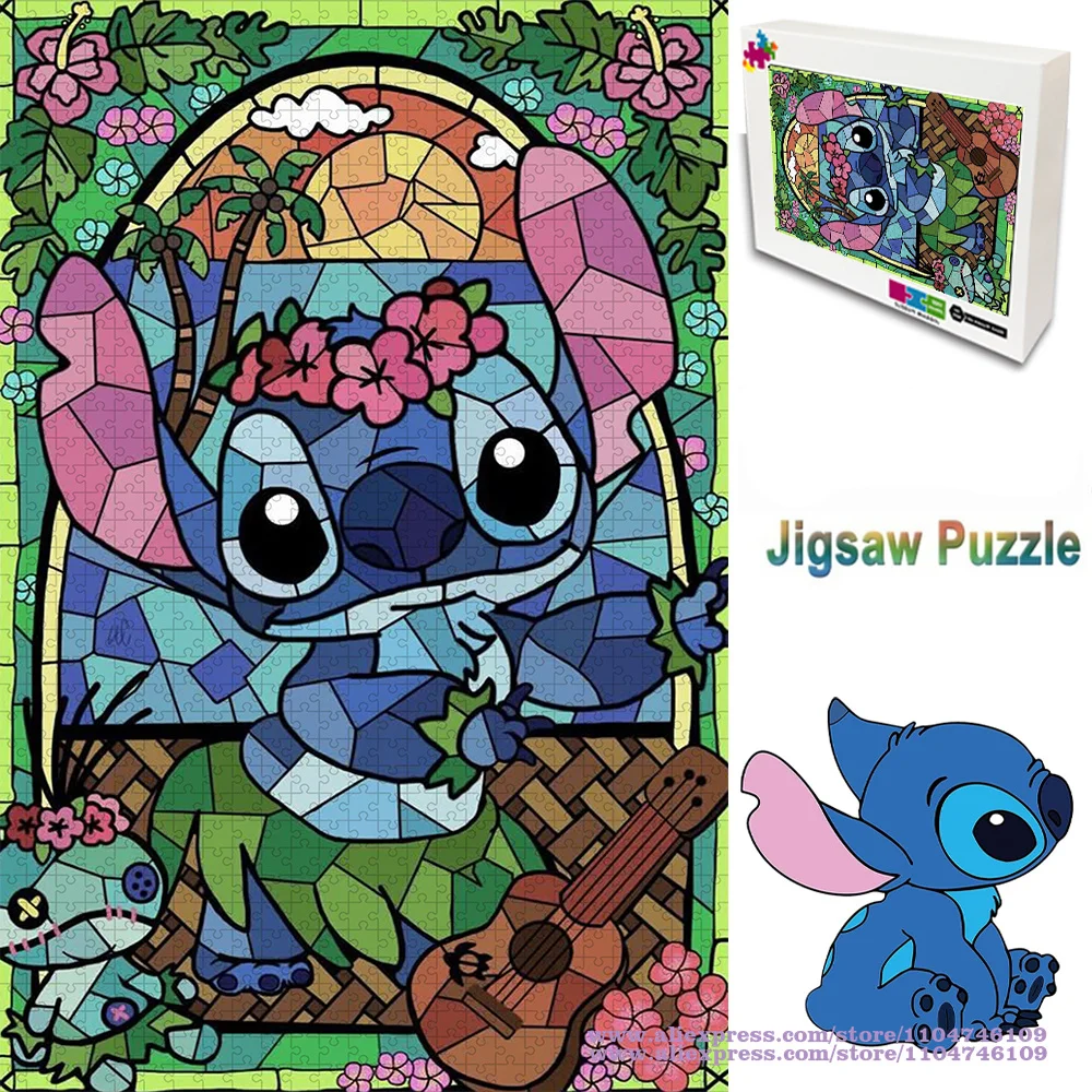

Lilo & Stitch Puzzle Jigsaw Disney Cartoon Anime Puzzles 108/200/300/500/1000/1500Pcs Intelligence Puzzles Home Decoration