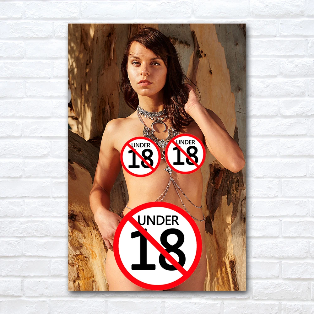 Sexy Brunette Girl Naked Woman Breast Pussy Picture Wall Art Canvas Painting Hot Beauty Posters and Print For Home Room Decor