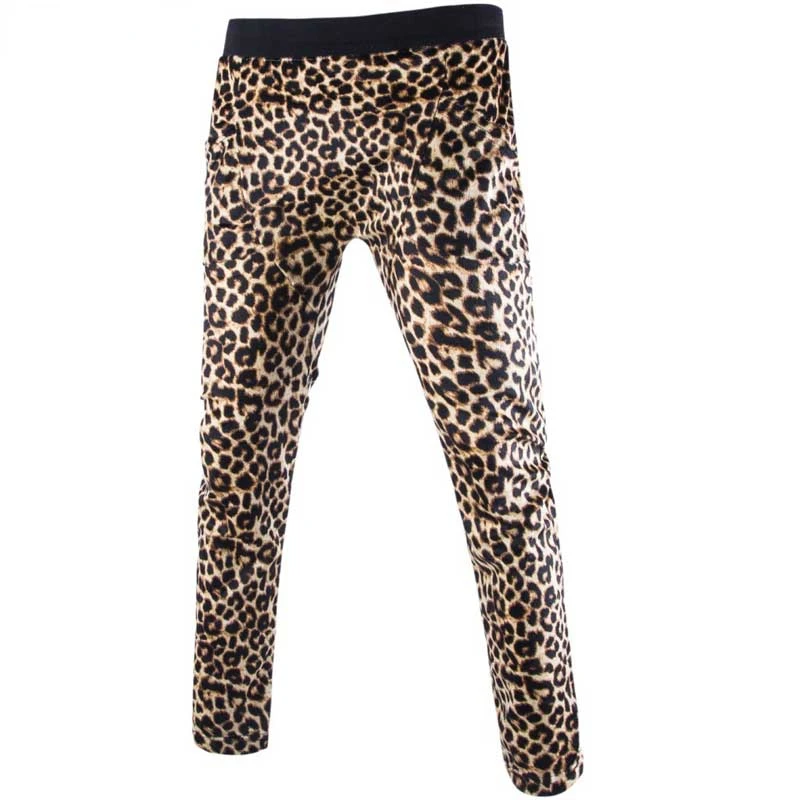 Sexy Leopard Print Trousers Men Brand New Elastic Waist Sweat Pants Mens Hi Street Stage Prom Costume