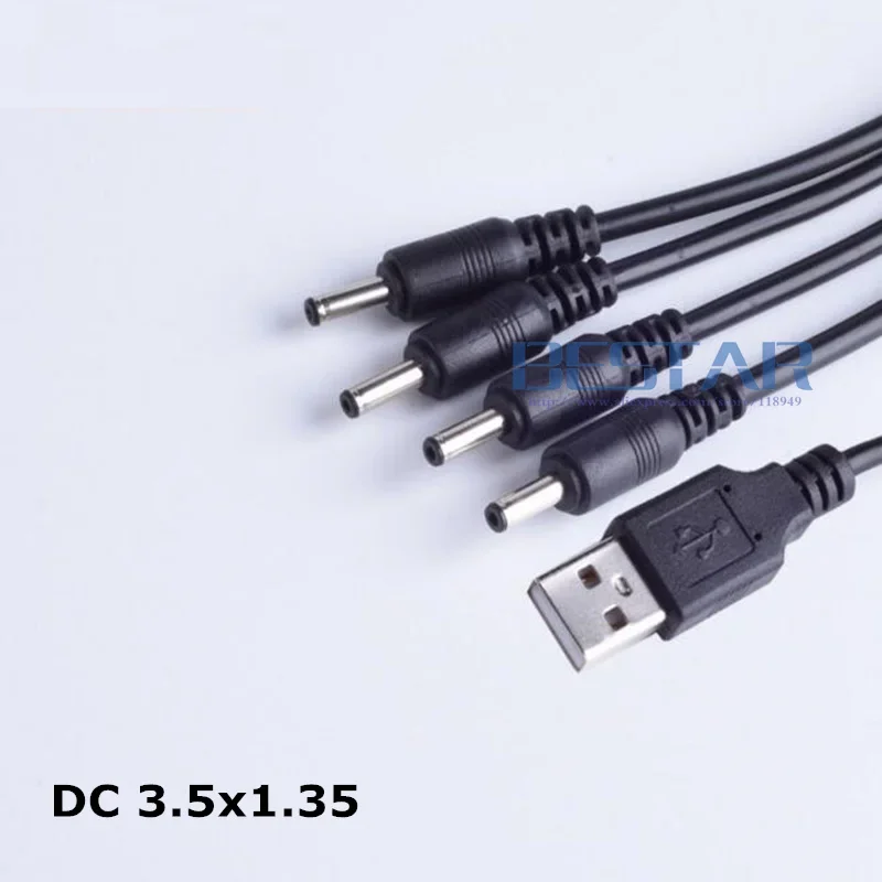 Spina di alimentazione CC bianca 1 ingresso 4 uscite USB A maschio a 4 CC 3,5 mm x 1,35 mm 3,5x1,35 mm 3,5*1,35 Cavo di alimentazione di ricarica jack maschio da 1 m