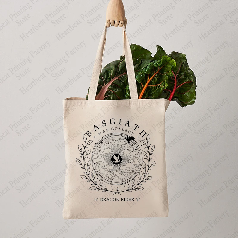 Basgiath War College Shopping Bag Fourth Wing Casual Canvas Tote Bag Dragon Ride Outdoor Travel Storage Shoulder Bag