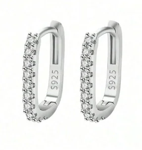 

High-Quality 925 Sterling Silver Plated Crystal Fashion Circle Hoop Earrings For Woman Wedding Party Gift Street Versatile Jewelry