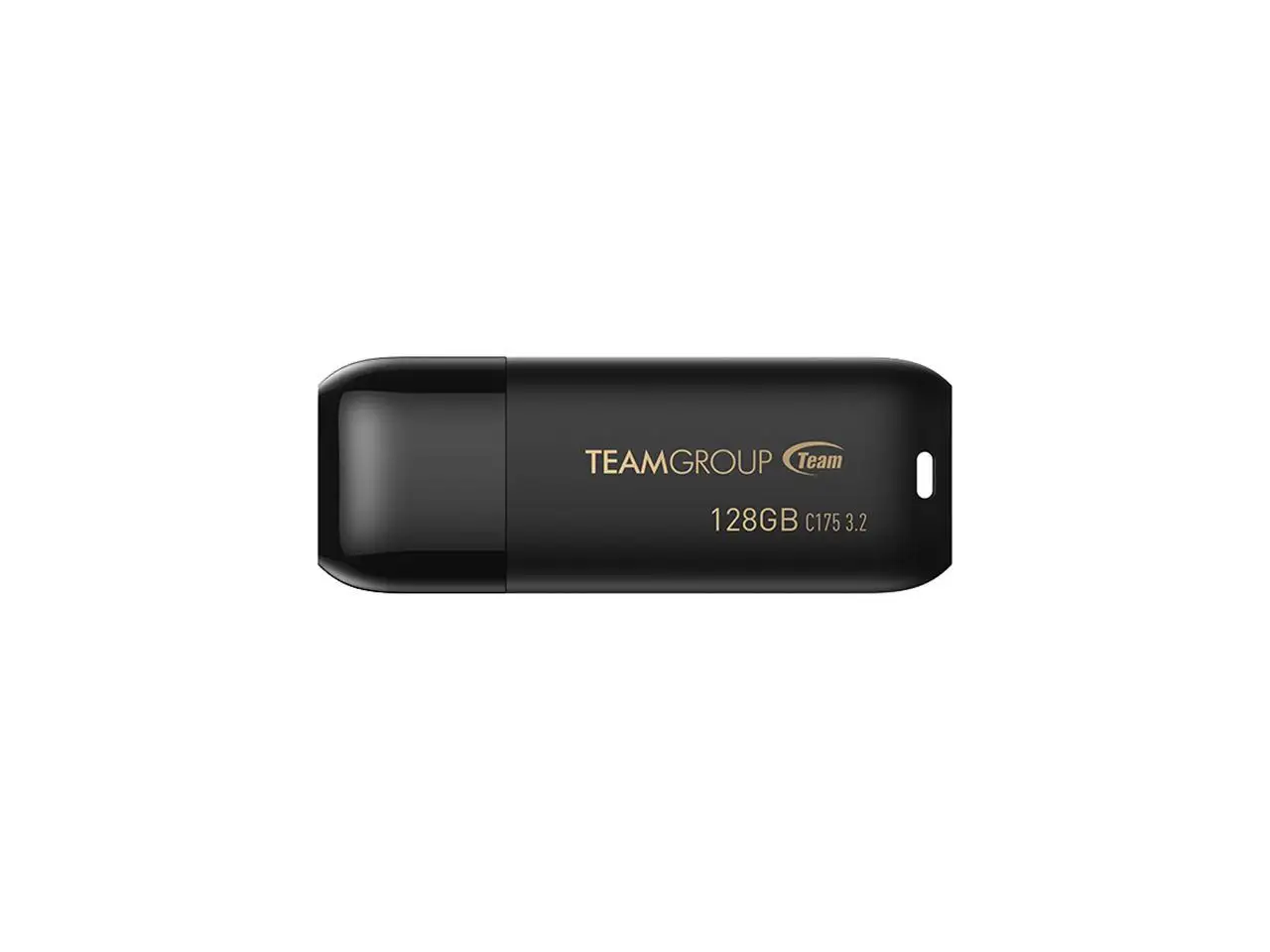 TEAMGROUP C175 128GB USB 3.2 Gen 1 Flash Drive Rounded Streamlined Unibody Design Black Pearl Seamless Construction Matte and Glossy Finish, Speed Up to 100MB/s (TC1753128GB01)