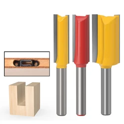 1/4 Shank Extended Straight Blade Double-Edged Invisible 2-In-1 Woodworking Milling Cutter Trimming Machine Slotting Tool