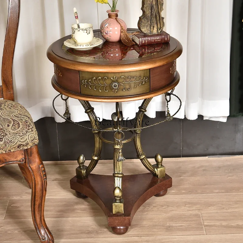 

ls 42American corner few solid wood round sofa edge few