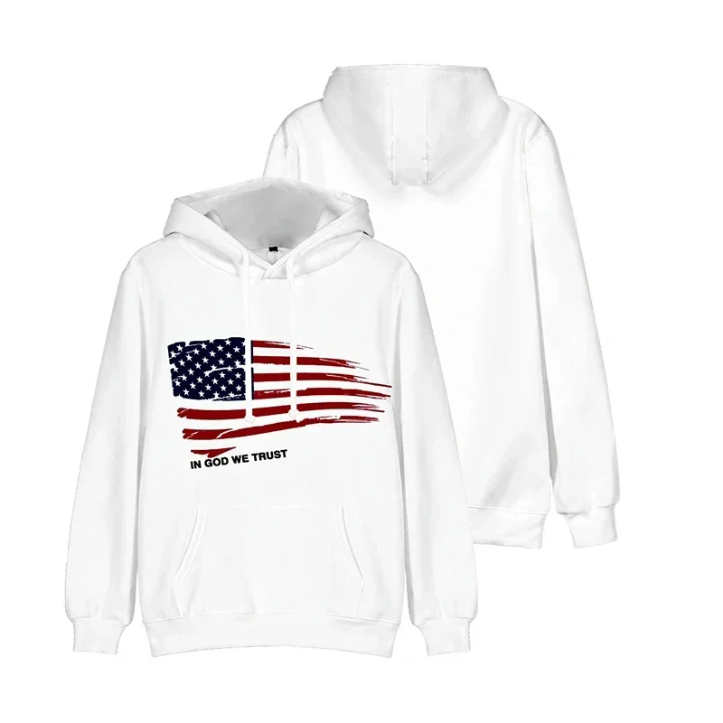 3D Printed American Flag Hooded Sweatshirts For Men Harajuku USA Pattern Long Sleeve Streetwear Casual Personality Oversized Top