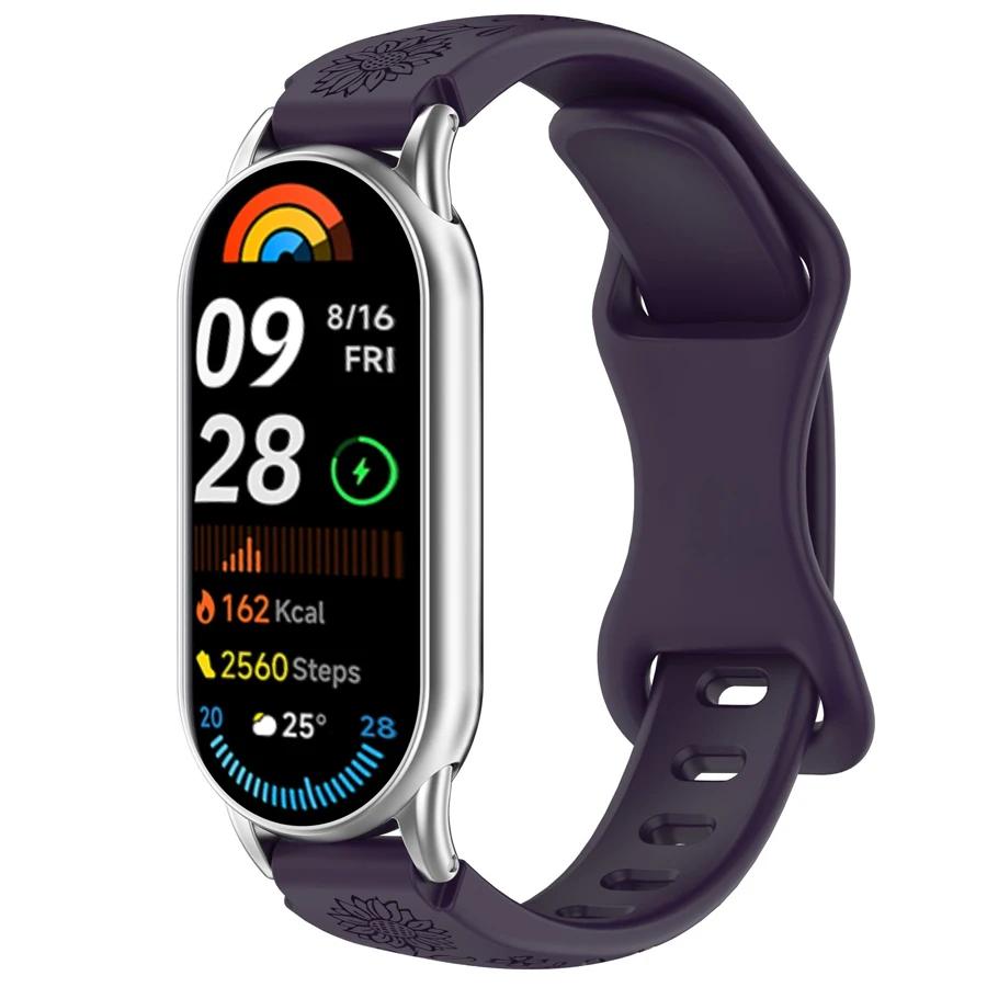 Siliconen Bloem 3D Gegraveerde Armband voor Xiaomi Band 8 9 10 Smart Horloge Ademende Horlogeband voor Xiaomi Band 8 9 10 Band