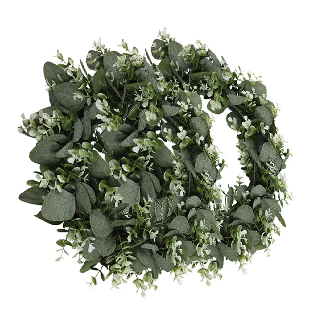 2pcs-artificial-green-eucalyptus-wreath-faux-realistic-leaves-door-wall-hanging-porch-wedding-party-eucalyptus-wreath