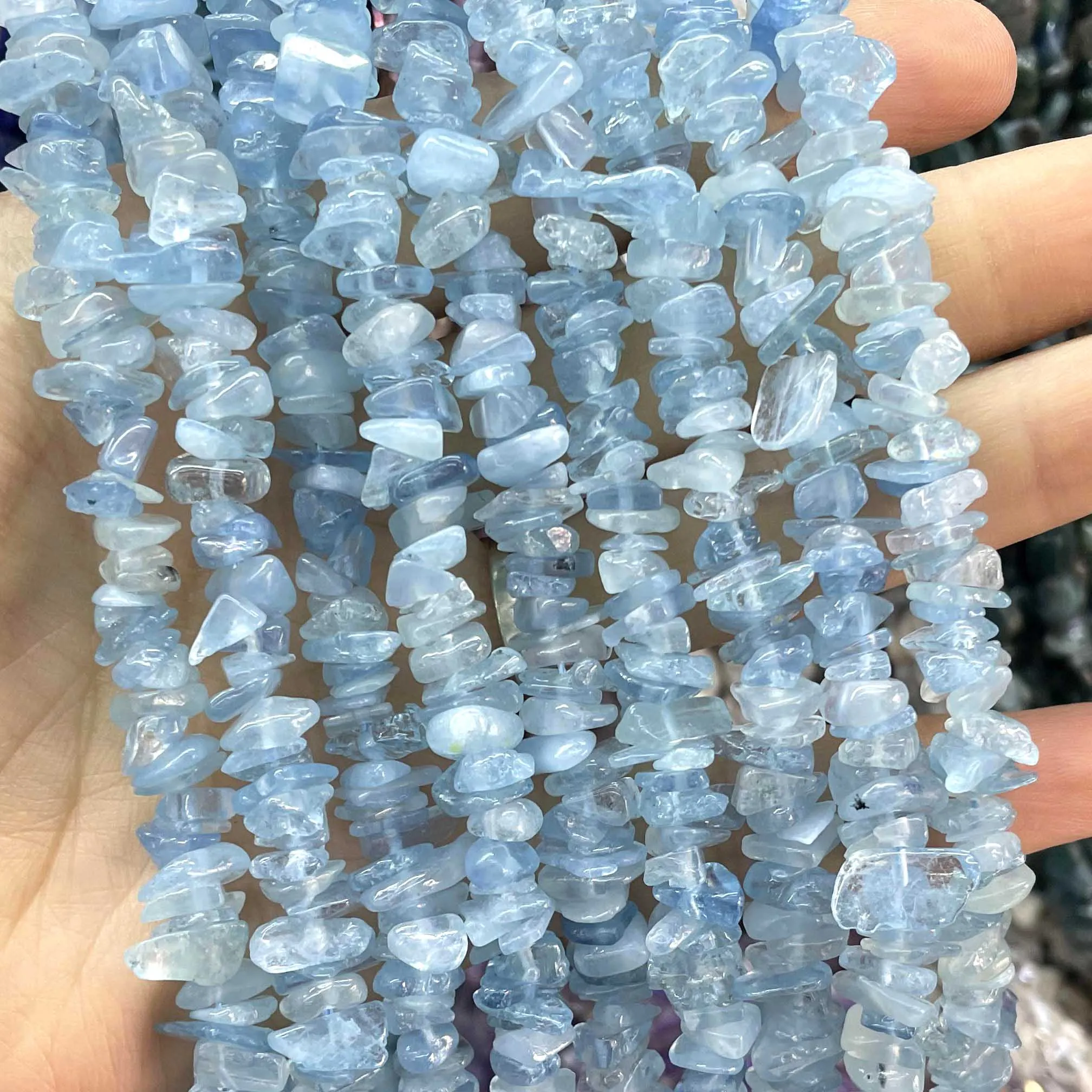 Irregular Natural Chips Aquamarine Freeform Gravel Stone Spacer Loose Beads For Jewelry Making DIY Bracelet Accessories 5-8MM