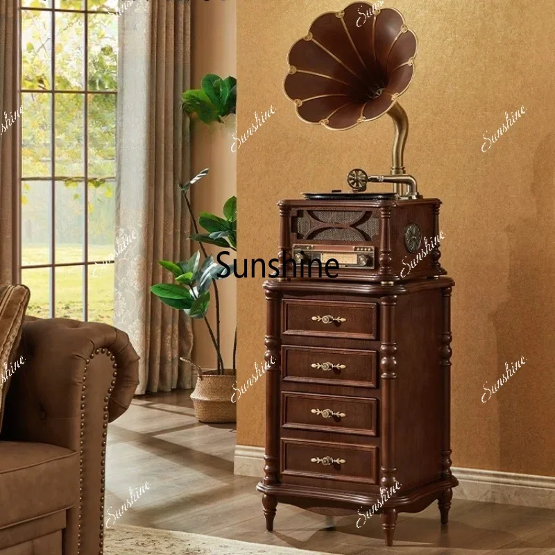 Retro living room home record player bluetooth stereo vinyl record playerTJ