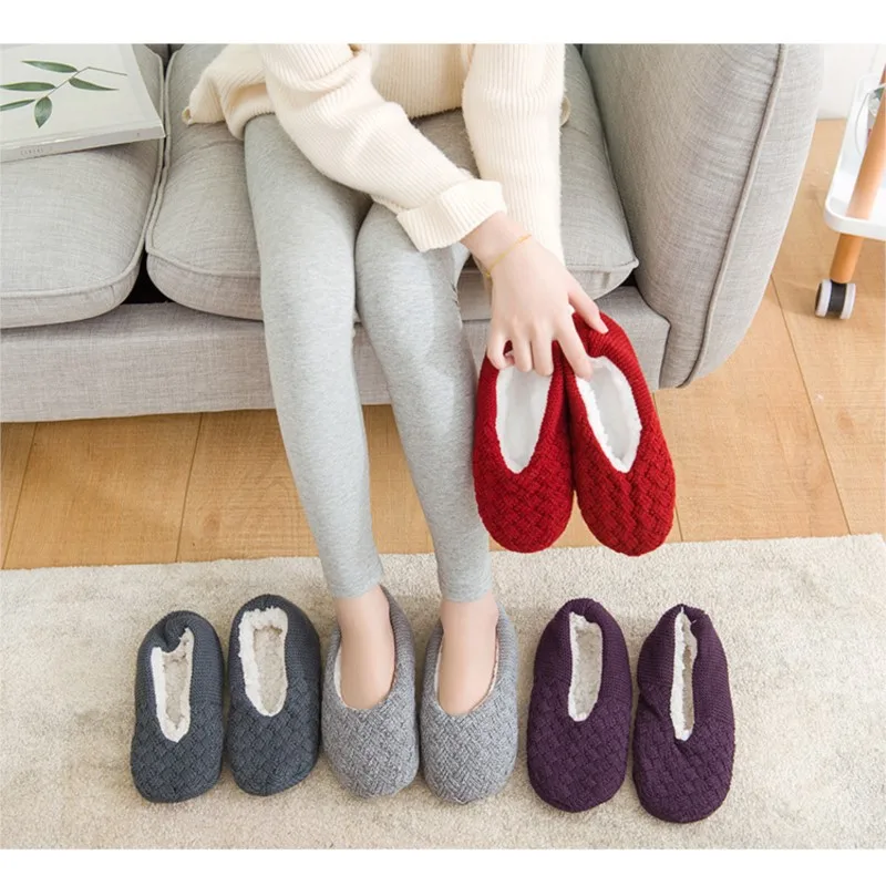 Pantofola con calzino antiscivolo Pantofola da pavimento in pile di lana per interni Donna Mantieni caldo l'inverno antiscivolo Scarpe da casa addensate per adulti 2W107