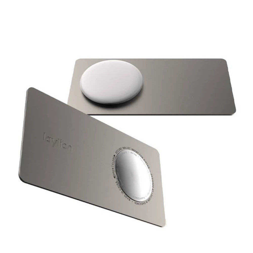 Ultra-Thin 1mm Aluminum AirTag Card for Wallet Anti-Loss Metal Tracker Insert with Secure Twist Lock & Edge Slot Design