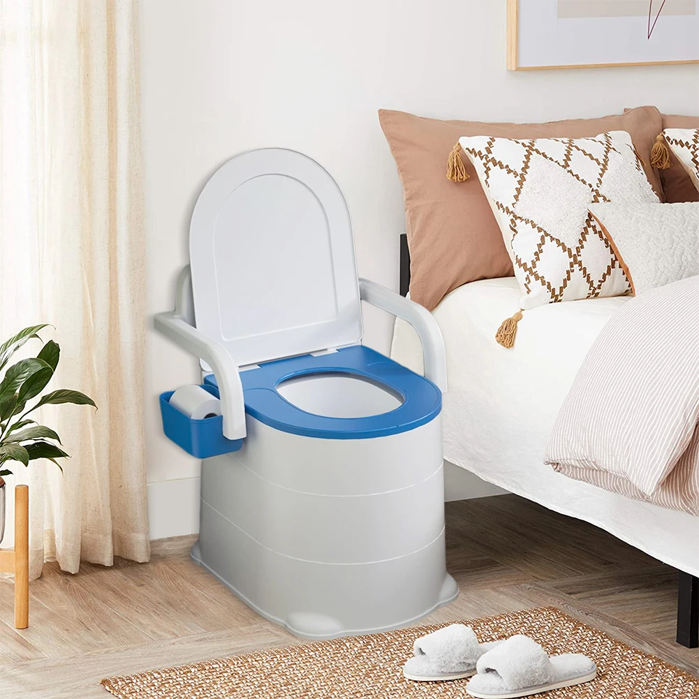

Bedside Commode Portable Squat Toilet Heavy Duty Potty Chair Non Slip Portable Commode Toilet with Armrest for Elderly Disabled