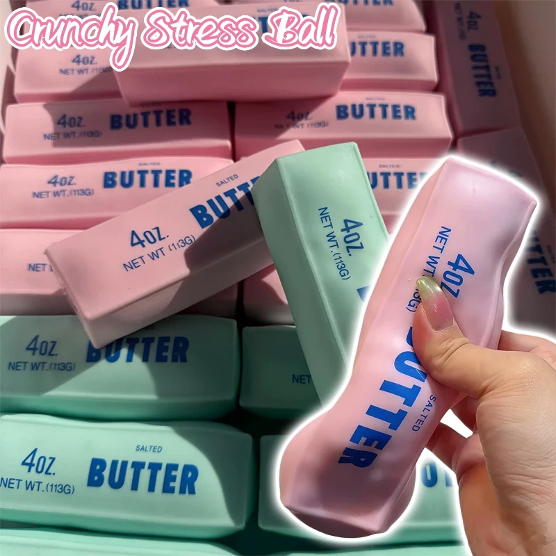 Crunchy Squishy Butter Stick Stress Ball Homemade Squeeze Fidget Toy Round Blocks Filled Anti Stress Release Hand Relax Gift Toy