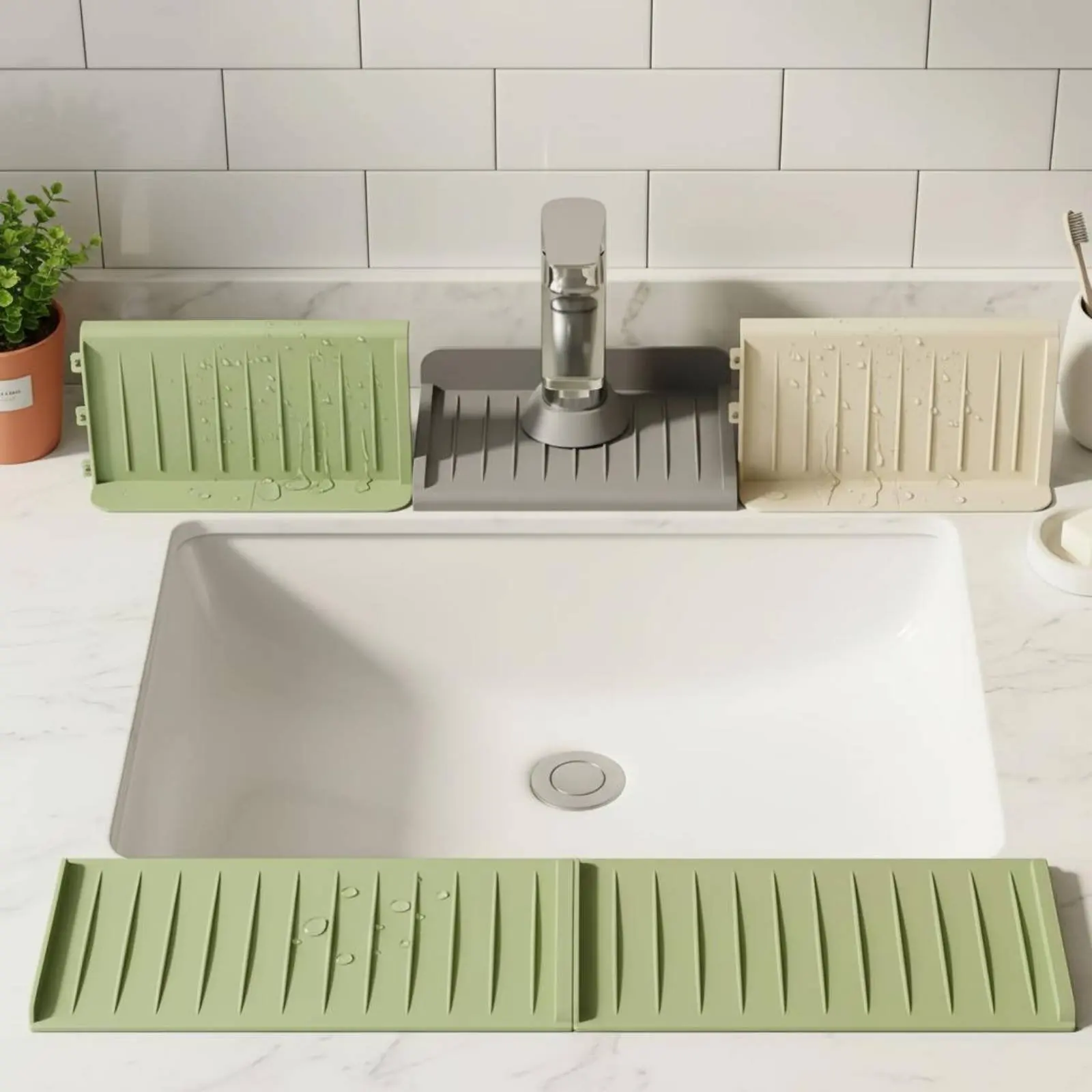

Spliceable Sink Drainage Mat Waterproof Cuttable Sink Splash Guard Faucet Splash Guard Mat Long-Lasting Household Item Strong