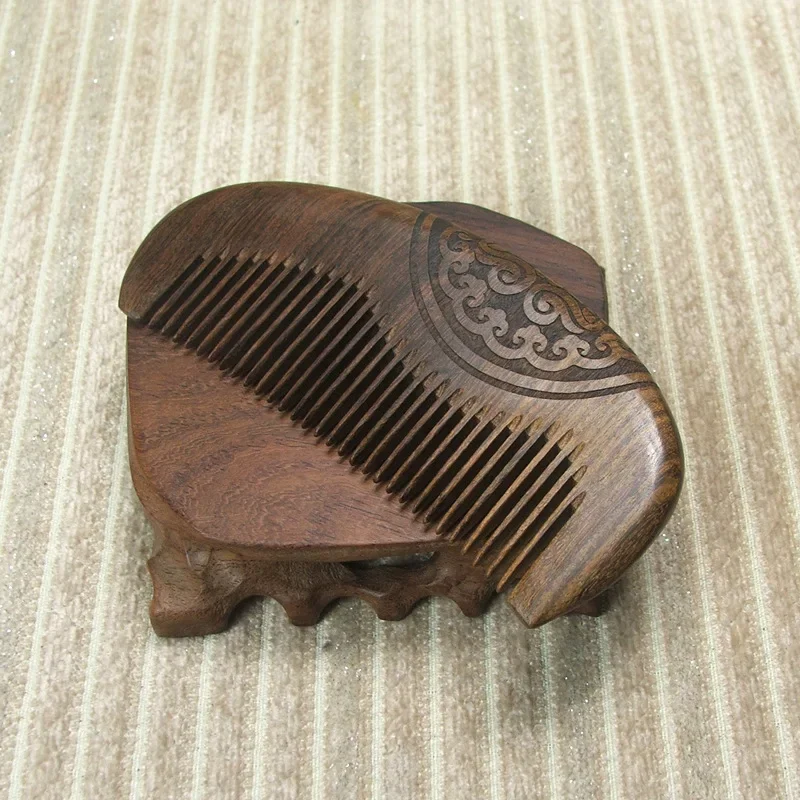 Anti-static Black Sandalwood Combs Carving Comb Sandalwood Crescent Wood Comb Wholesale Hair Accessories Massage Comb