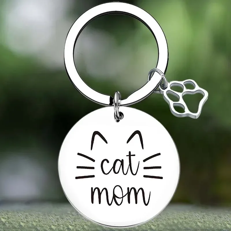 Cute Cat Mom Keychain Cats Mama Cats Mommy Key Chain Pendant Jewelry Cat Lover Gift Cat Grandma Gift