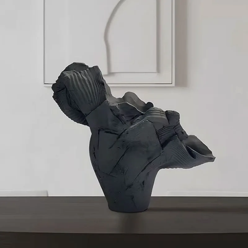 Creative Abstract Desktop Vases Irregular Large-diameter Distress Living Room Vases Semi-handmade Artistic Luxury Home Decor