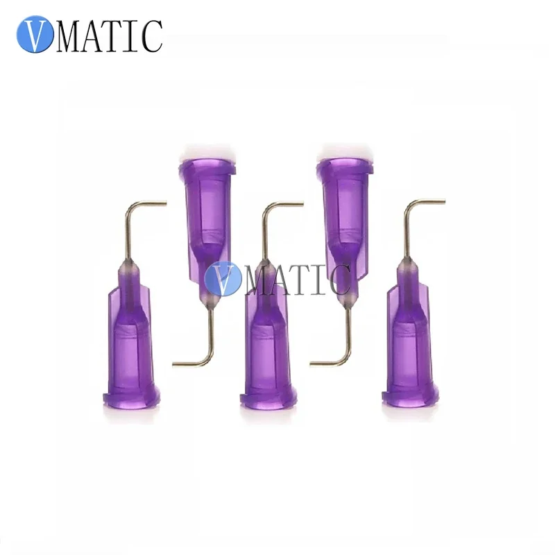 O envio gratuito de 21g roxo 0.5 tube tube tubo 90 graus dobrar flexão dispensador agulha dicas aço inoxidável 1/2 Polegada