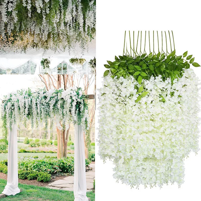 

500Pcs Artificial Wisteria Hanging Flower Garland Wedding Party Decoration Wall Arch DIY Wreath Home Garden Decor Fake Flowers