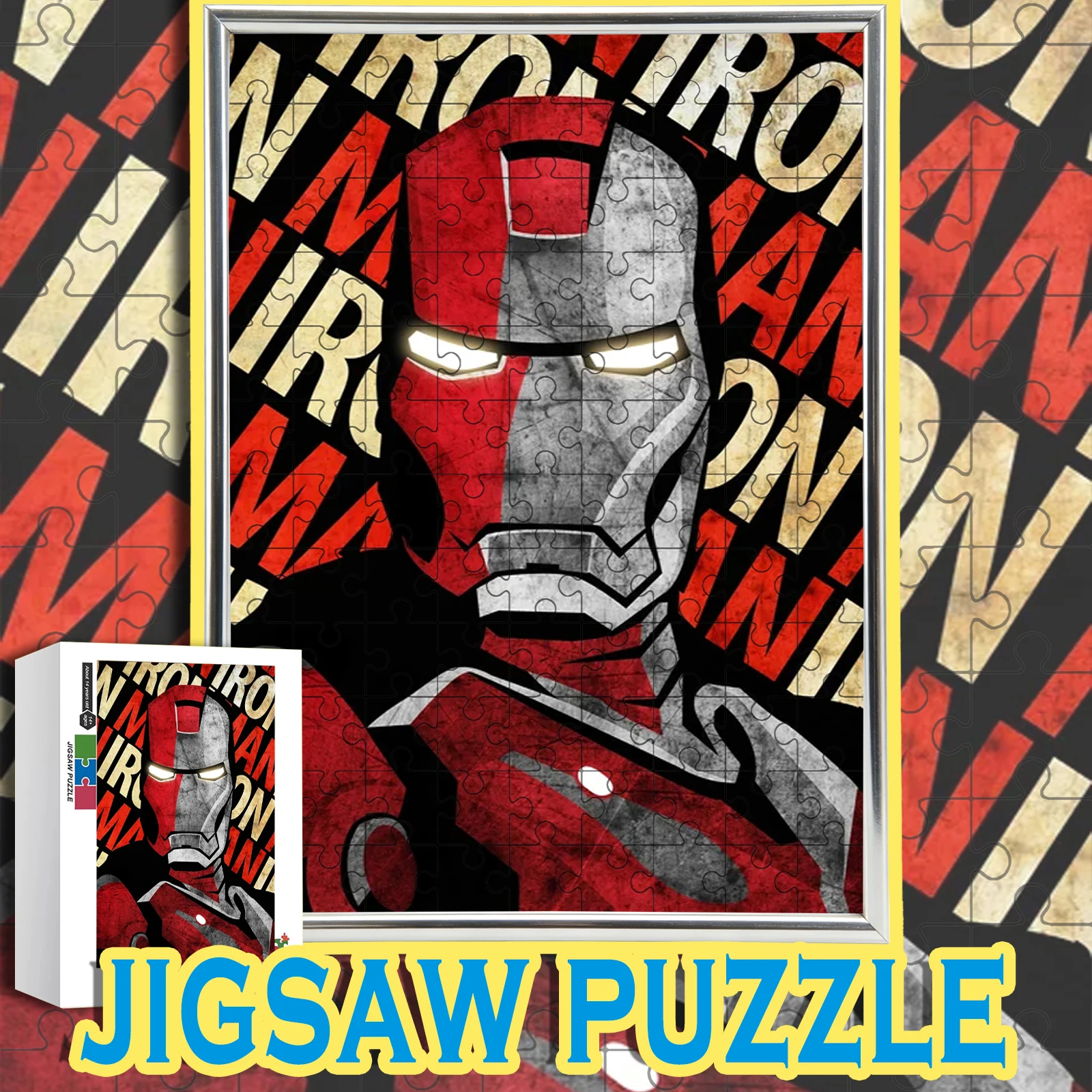 

Marvel Iron Man Theme Jigsaw 108/200/300/500/1000Pcs wooden floor game puzzle simple retro room decoration, fan souvenir