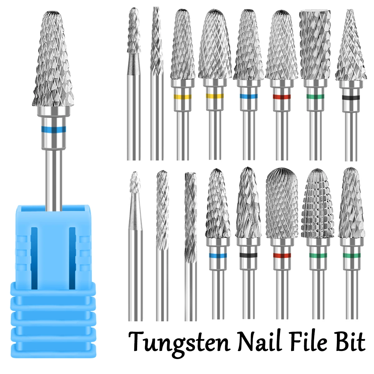 Tungsten Steel for Nail Drill Bit Spiral Pattern, for Nail Buffing Head for Nail Buffing Polishing Nail Gel Removal Safe Materia