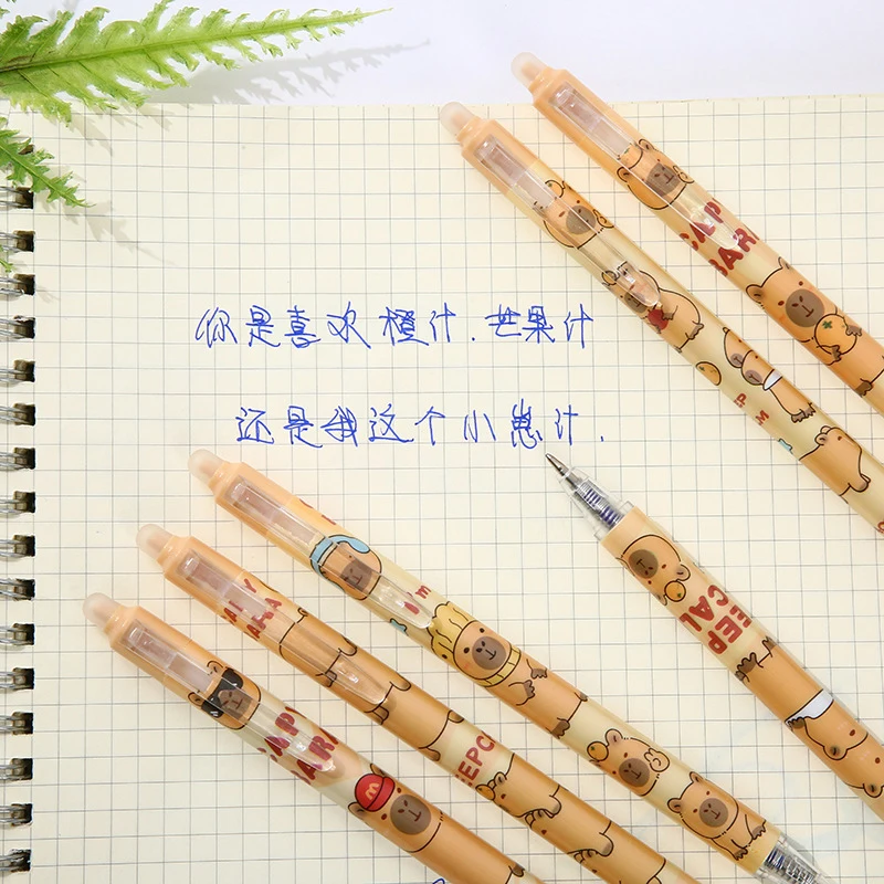 6Pcs Nette Capybara Gel Stifte Kawaii Neutral Stift Set Schnell Trocknende Blau Löschbaren Stifte Büro Schule Liefert Student schreibwaren