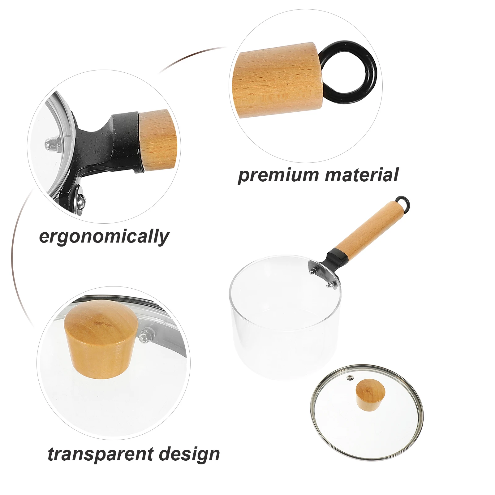 

Glass Soup With Lid Heat Resistant Transparent Cooking Pot For Kitchen Noodles Saucepan Clear Food Stew Pot With Wooden Handle