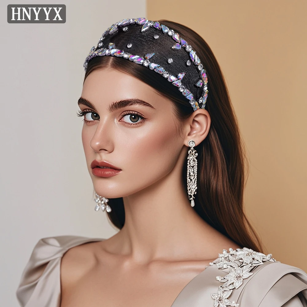 

HNYYX Colorful Rhinestone Headband Fashion Baroque Hair Accessories Wide Hair Hoops Wedding Hair Jewelry Party Headdress A145