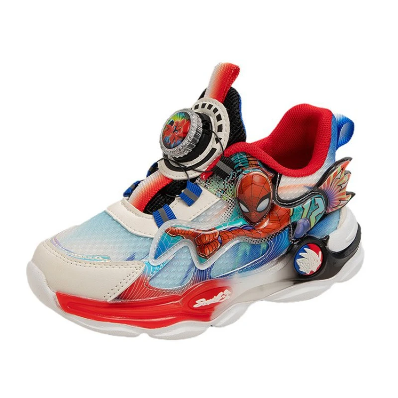 Disney Kinder Licht Sportschuhe Frühling Herbst Rotierenden Knopf Mesh Atmungsaktive Leucht Jungen Laufschuhe Größe 26-35