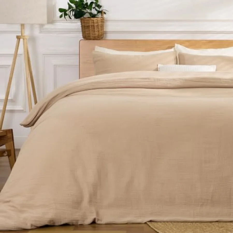 

100% Sandwashed Cotton Duvet Cover Soft Size Duvet Cover Set 3 Pieces with Zipper Clousre and Corner Buttons 104 x 90