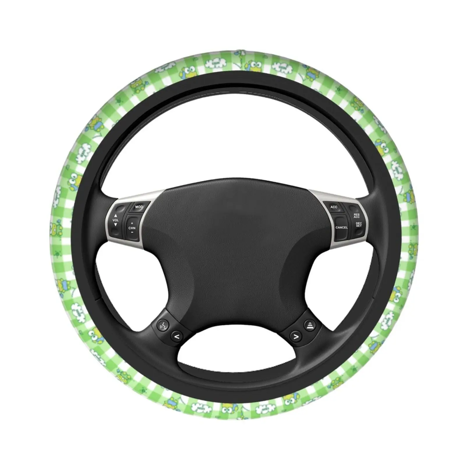 Steering Wheel Cover Green Big Eyed Frog Car Parts Universal 15 Inch Chloroprene Rubber Breathable Anti Slip view 2