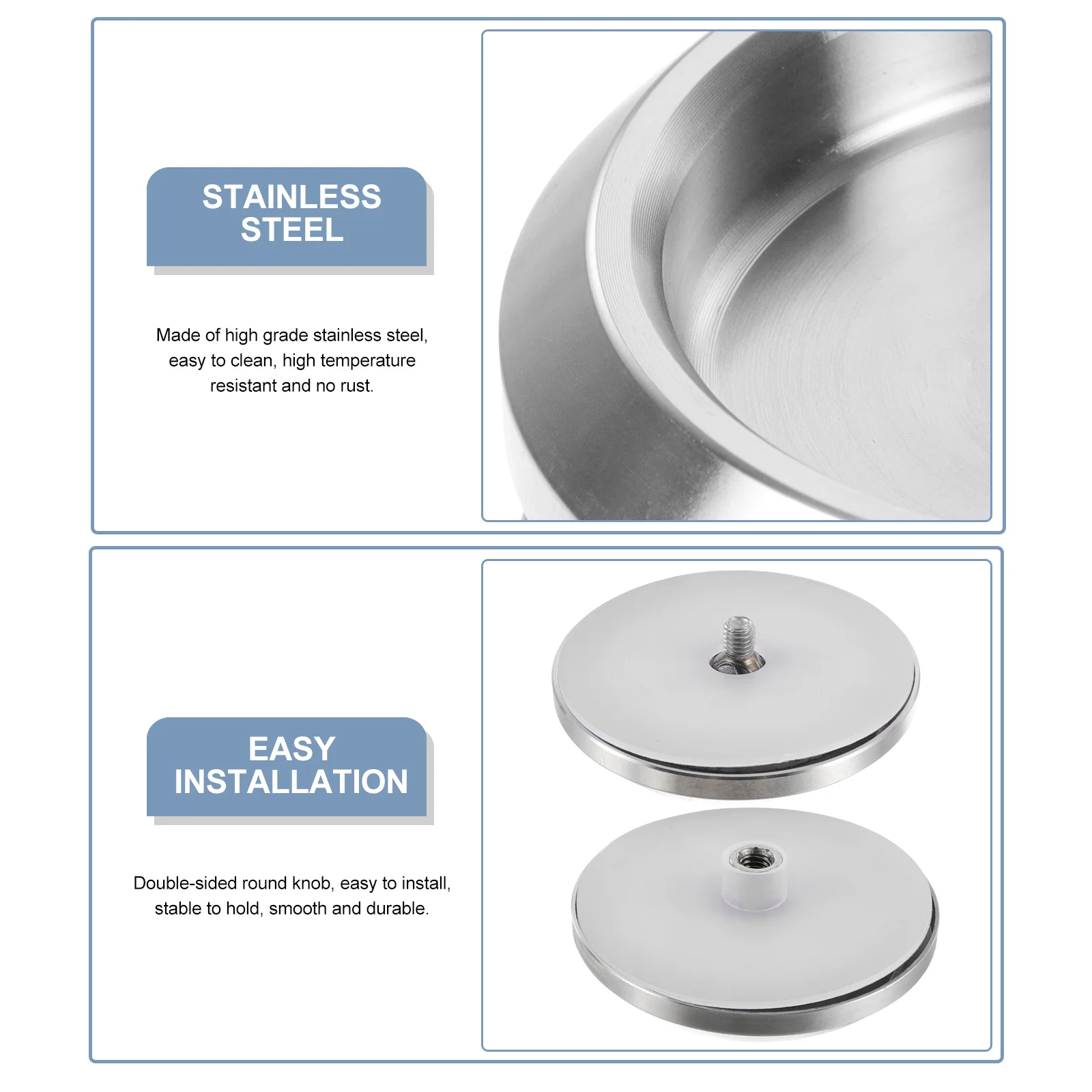 

2pcs Stainless Steel Bathroom Door Handle Round Knob For Glass Shower Sliding Doors Durable Pull Cabinet Hardware