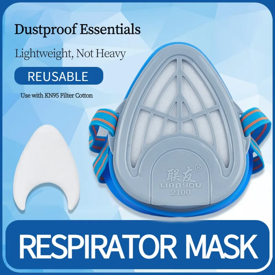 Simple Dust Mask Respirator พร้อมตัวกรองผ้าฝ้ายจมูกปากครอบคลุม Anti-Dust หน้ากากยางครึ่งหน้าแบบใช้ซ้ําได้สําหรับการป้องกันการทํางาน