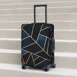 Geometric Lines Suitcase Cover Abstract Navy Stone Graphic Strectch Travel Protection Luggage Supplies Vacation