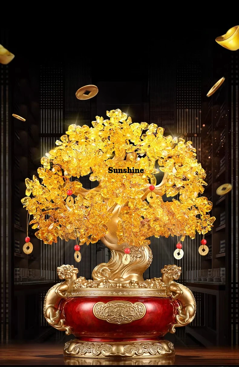 Citrine cash cow cornucopia fortune tree lucky ornament