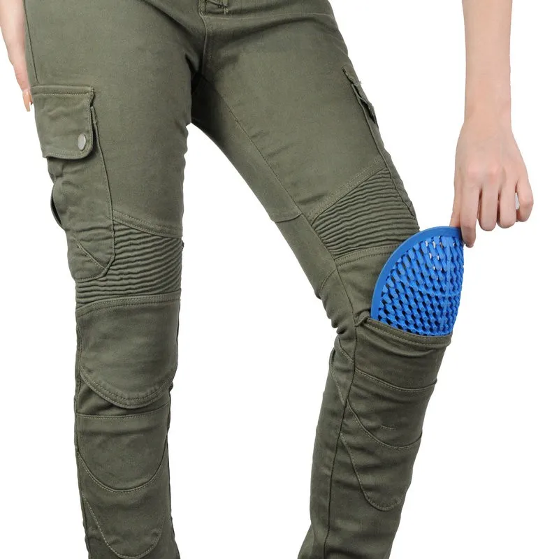 أنثى دراجة نارية ركوب حماية الجينز لونغ السائق موتوكروس مقاومة للاهتراء السراويل سباق السيارات الرياضة السراويل اليومية للفتيات