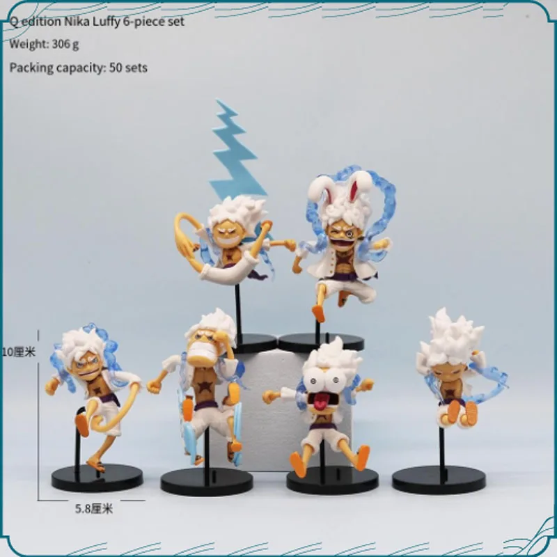 One Piece New 6pcs/set Nika Luffy Gear 5 Anime Figure Cute Toys for Children Action Figure Monkey D Luffy PVC Collector Gifts