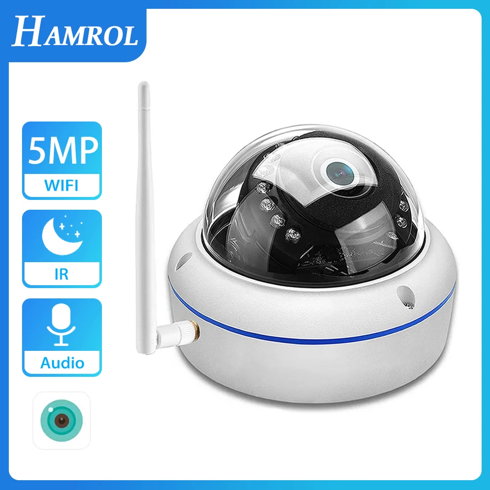 

Hamrol 5MP Wifi IP Camera H.265X 1080P Outdoor Wireless Security CCTV Camera Two-Way Audio Mic-Speaker XMEye Cloud ICSee