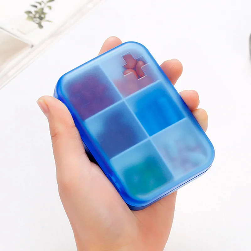 Organizador de comprimidos pequenos com 6 compartimentos, caixa de remédios semanal, compacto, portátil, armazenamento de plástico para viagem, para s