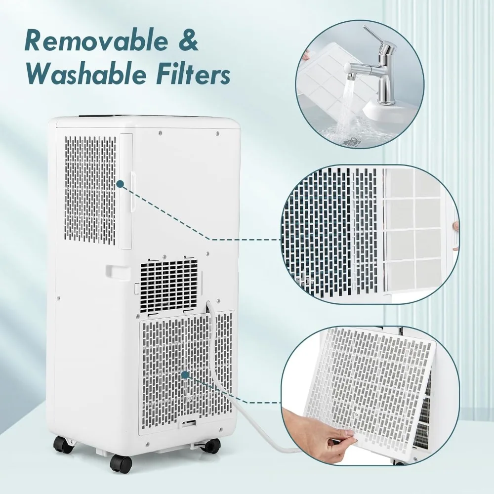 Portable Air Conditioner Portable Unit with Fan & Dehumidifier, Smart Sleep Mode, Auto Swing & Window Installation Kit, Cools