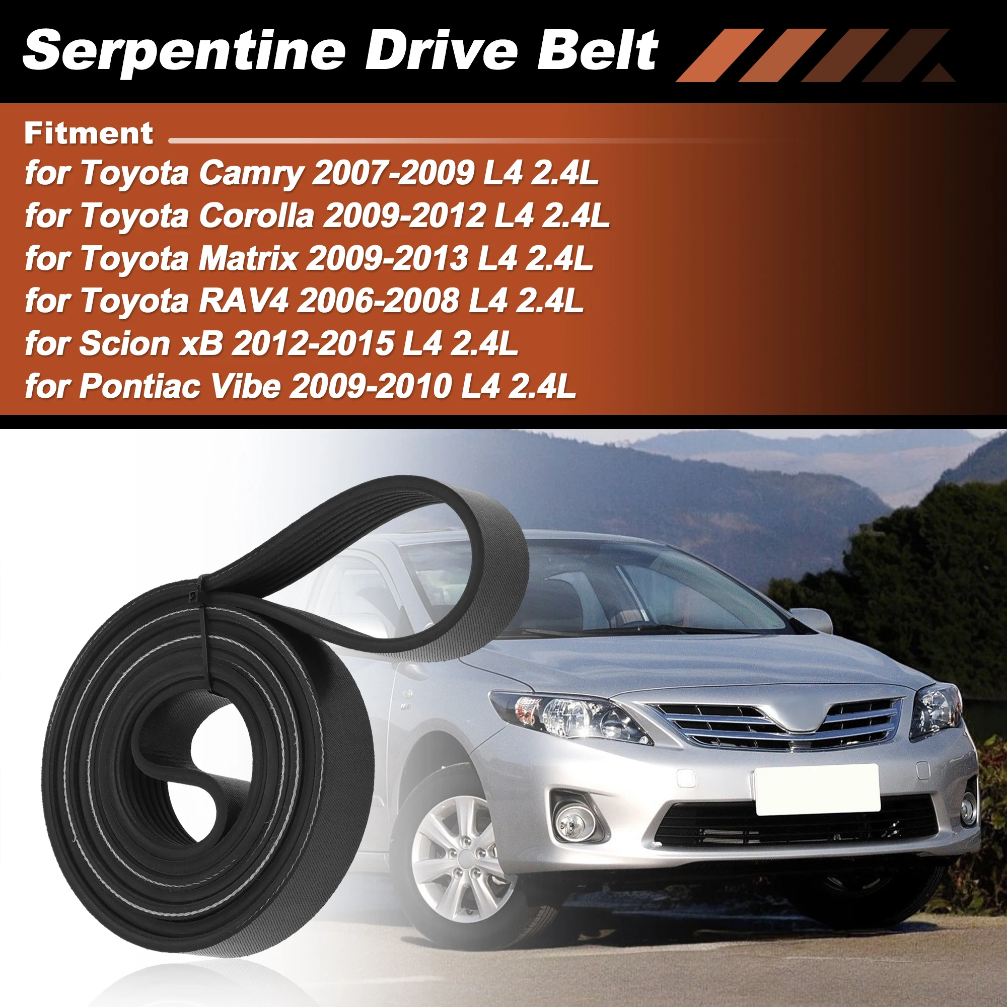 UXCELL 7PK1905 Serpentine Drive Belt for Toyota Camry 07-09 Corolla