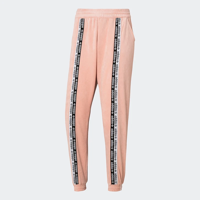 

Adidas Women's Pink Velvet Jogger Pants with Branded Side Stripes