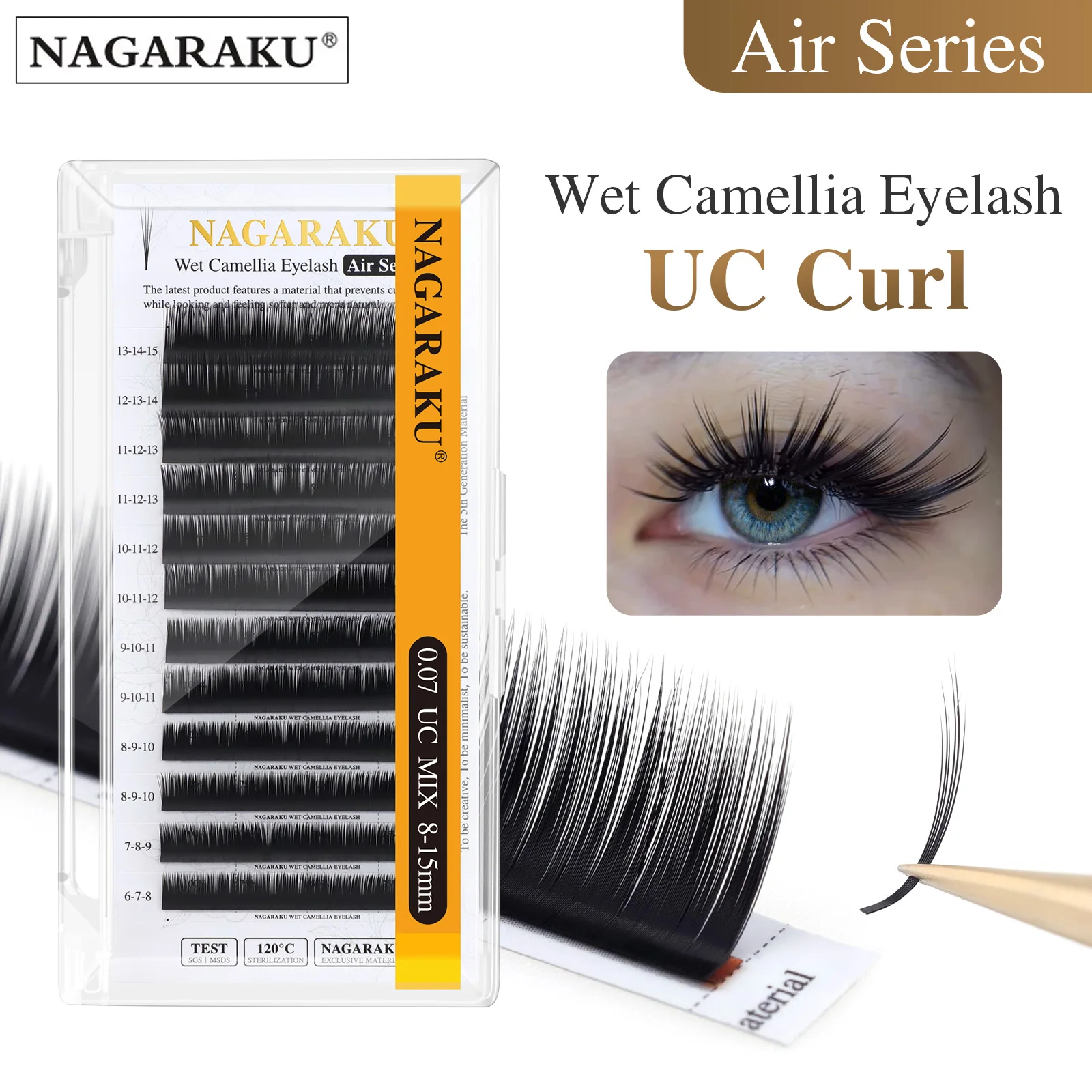 NAGARAKU Wet Camellia Wimpernverlängerung UB UC UJ Curl Natürlicher Weicher Dichterer Grafting-Effekt Vorgefertigte Fächerwimpern – Detail 1