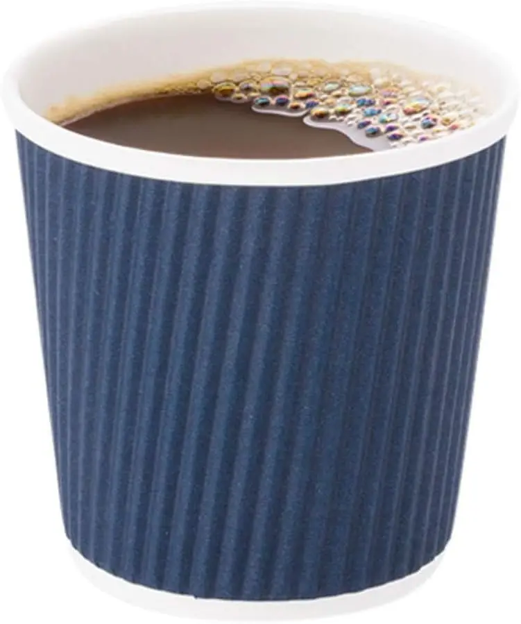 4 Ounce Disposable Coffee Cups 500 Ripple Wall Hot Cups For Coffee - Lids Sold Separately Rolled Rim Blue Paper Insulated